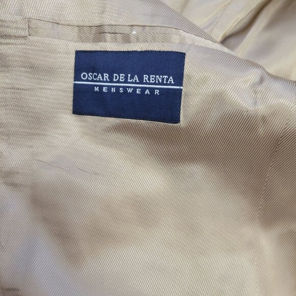 Oscar De La Renta Wool Tweed Brown Houndstooth Blazer Jacket With Pocket Square - Picture 10 of 11